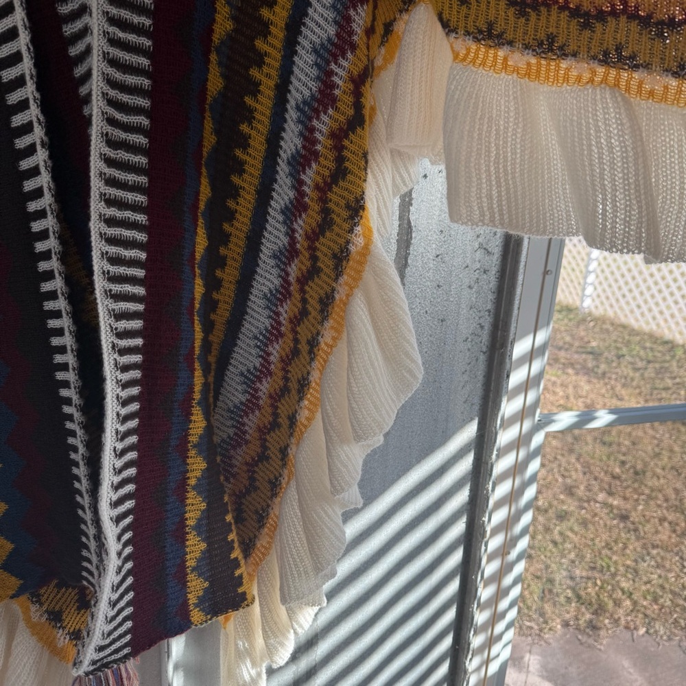 Multicolor Zigzag Patterned Knit Shawl - image 2
